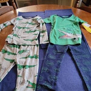 Carter's Green and Blue Crocodile Pajama Set